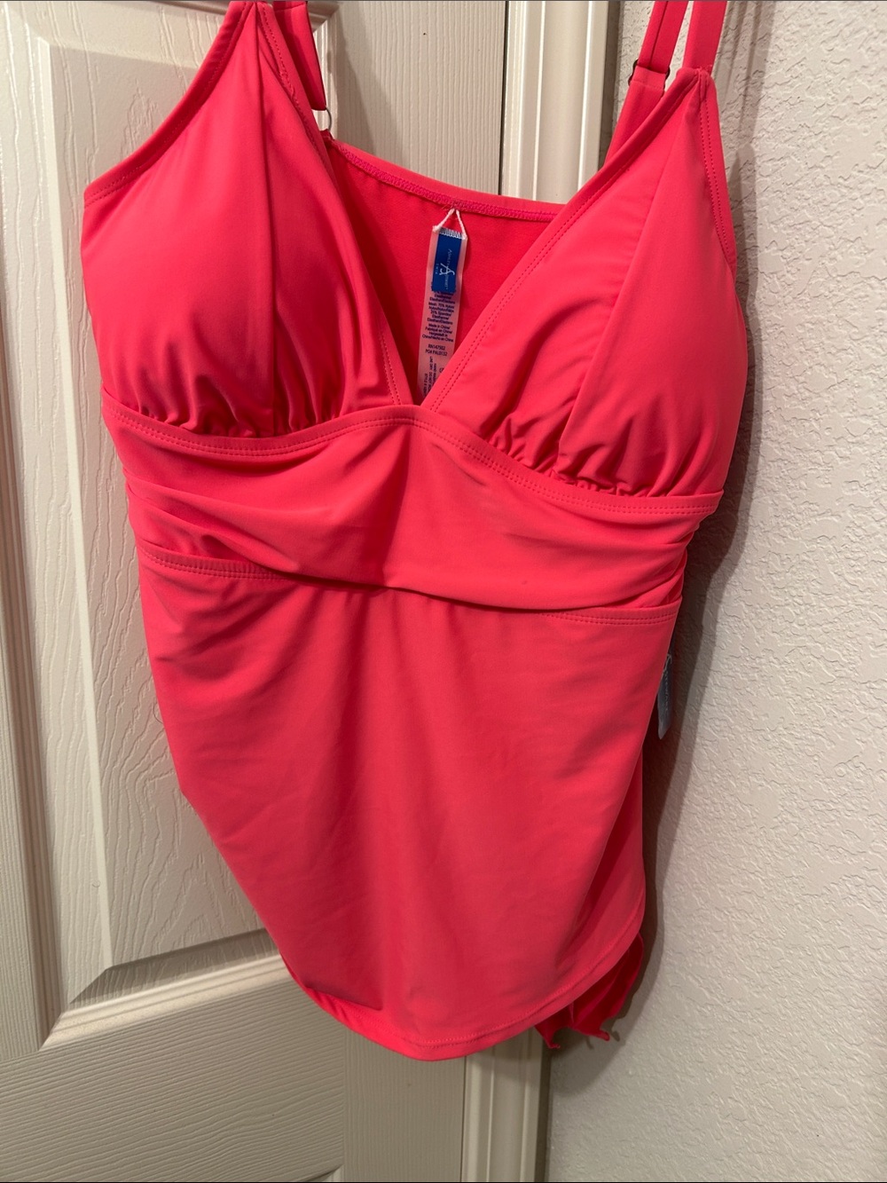Women Pink Tank Swim Top Size 1X